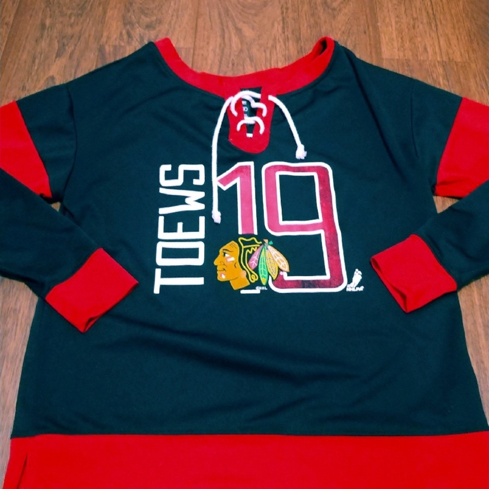 NHL Chicago Blackhawks Jonathan Toews #19 Women's Long Sleeve Top Black Size M